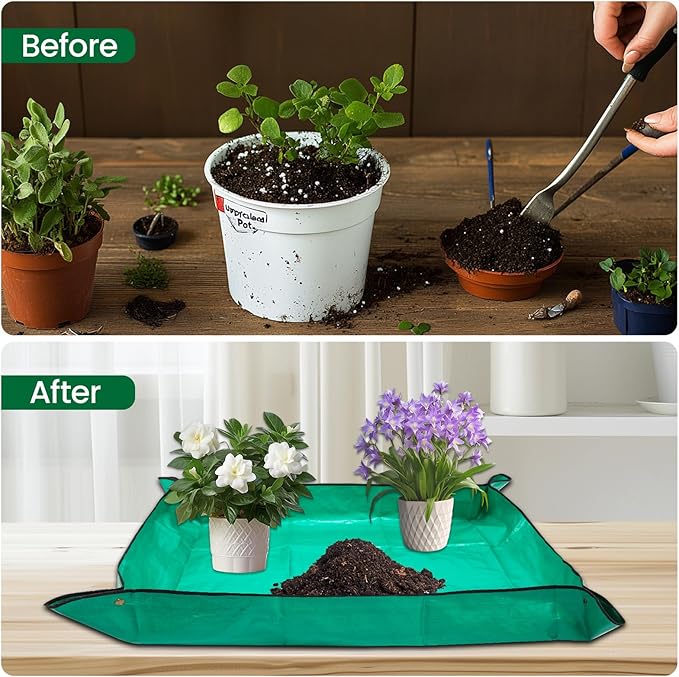 GROWNEER Bonsai Training Pots 3Pcs 18 Inch Large Bonsai Tree Starter Kits with Drainage Humidity Trays and 1 Repotting Mat, Growing Flower Planter Set for Garden Indoor Outdoor