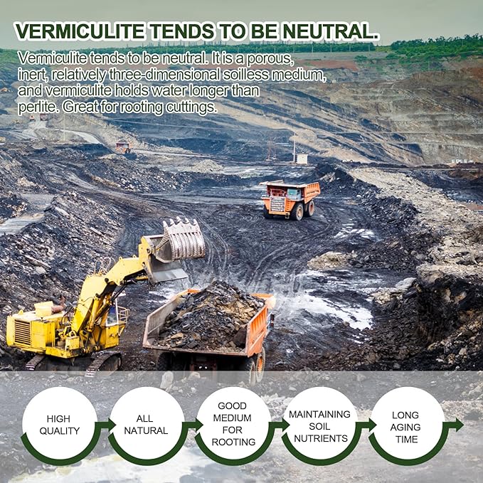 10QT Horticultural Vermiculite Bulk, Organic Vermiculite for Plants, Course Grade Vermiculite for Gardening, for houseplants, for Mushrooms, to Maintain Soil Moisture and Plant Growth(5-8mm)