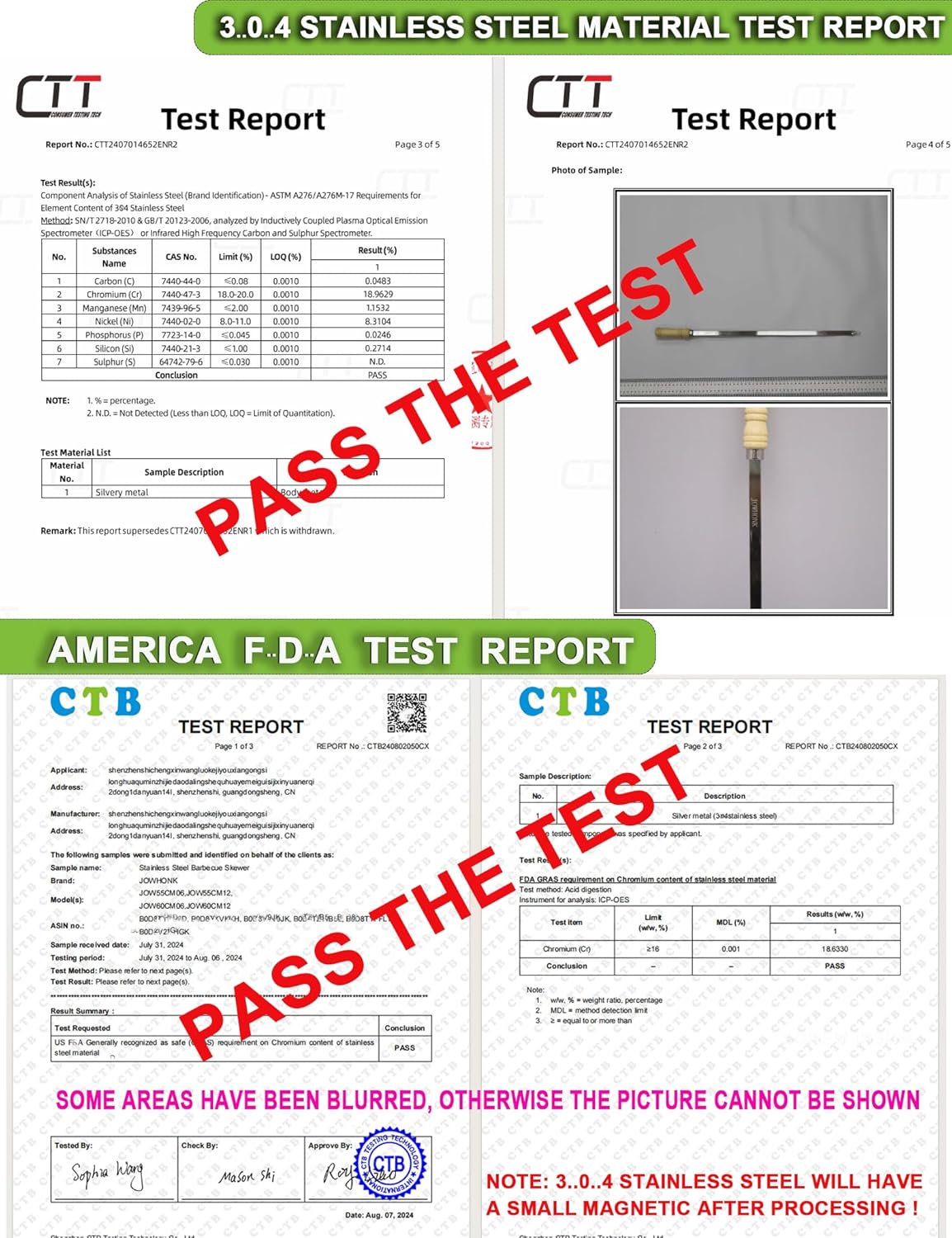 21.5" Long 304 Stainless Steel Skewers for Grilling with Wood Handle,Wide Flat Metal Skewers for Kabobs,Kabob Skewer,BBQ Barbecue Skewer Reusable for Outdoor Grill（6 PCS）