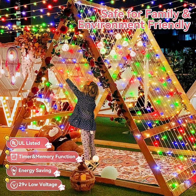 Heceltt 1600 LED 630FT String Lights Outdoor, 8 Modes Christmas Lights Plug in, IP44 Waterproof Led String Lights with Timer and Memory for Christmas Holiday Wedding Decorations (Multicolor)