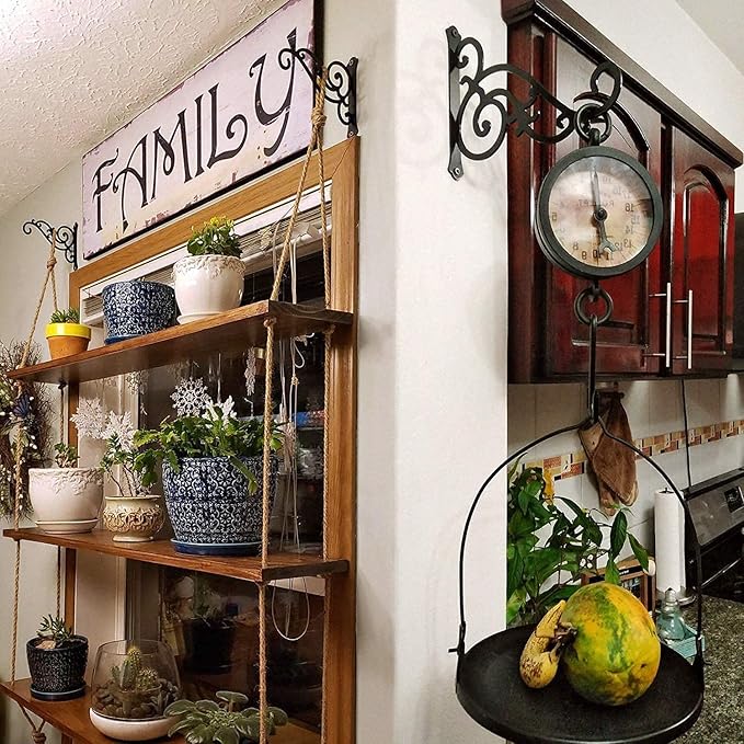 11-Inch Outdoor Decorative Metal Wall Hook for Hanging Lantern Plant Bird Feeder, Black