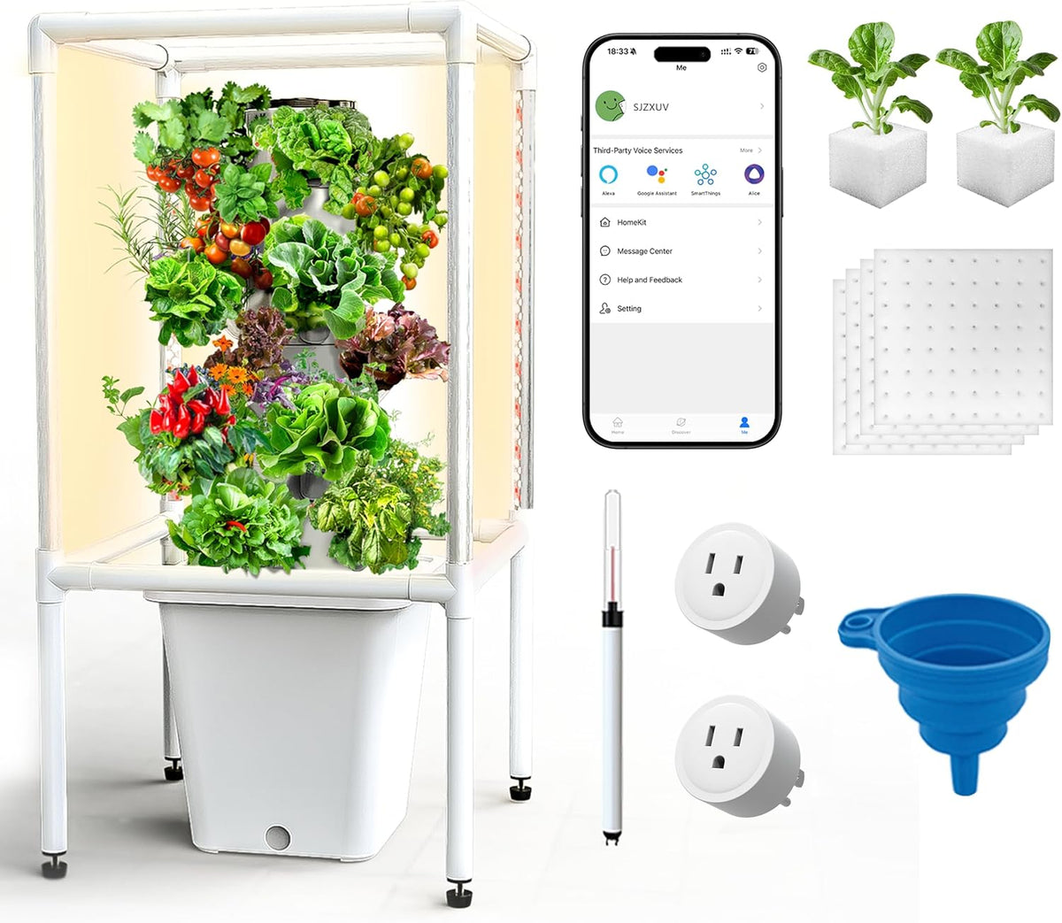 SJZX Hydroponics Growing System, 18 pods Vertical Small hydroponic Tower with LED Grow Light for Indoor Gardening, Classroom Growing Kit, Winter Germination Kits, Beginner-Friendly