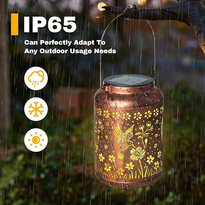 2 Pack Hummingbird Lanterns Outdoor, Waterproof Hanging Lantern Garden Decor, Birthday Gifts for Women, Men, Mom, Mothers Day Gifts, Lights Outdoor Apply Patio, Yard, Lawn, Balcony