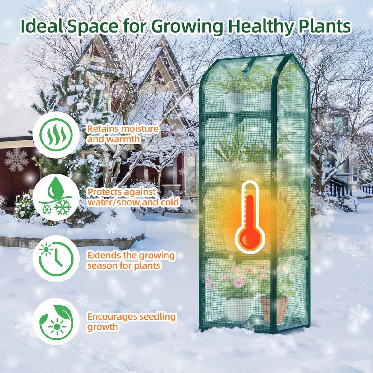 Ohuhu Mini Greenhouse for Indoor Outdoor, Small Plastic Plant Green House with Locking Wheels Portable Greenhouses with Durable Cover for Seedling, Ideal Gardening Gifts for Women Men Green