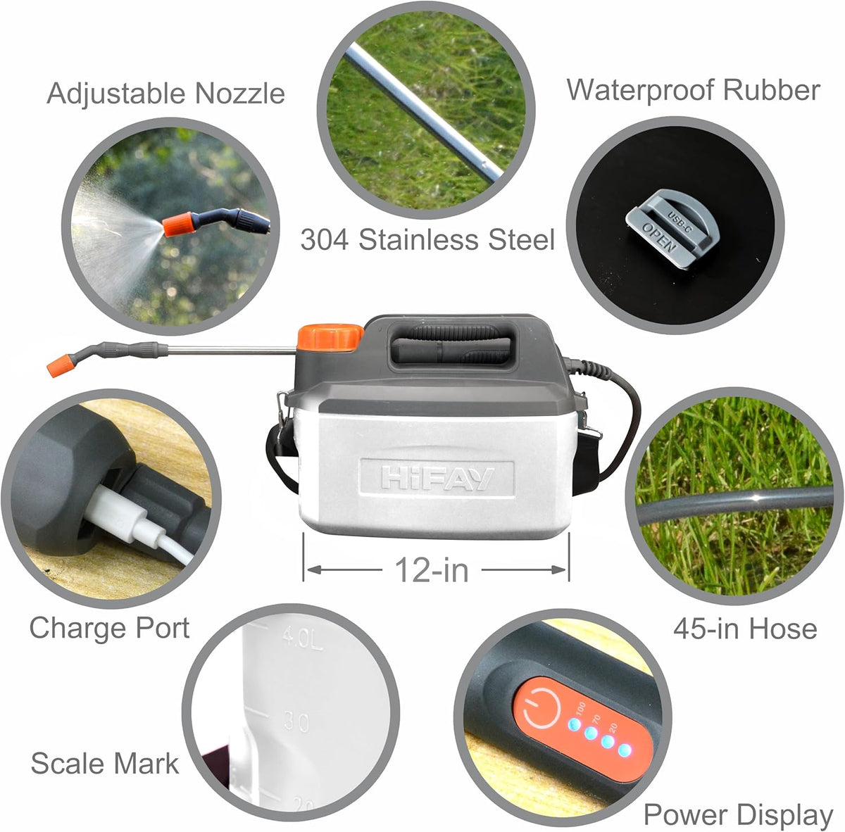 ES4-PRO Electric Sprayer 1 Gallon Built-in 4000mAh,Rechargeable Battery Powered Sprayer with Telescopic Wand,Plant Mister,Kitchen Cleaning,Indoor Watering Can for Plants (White)