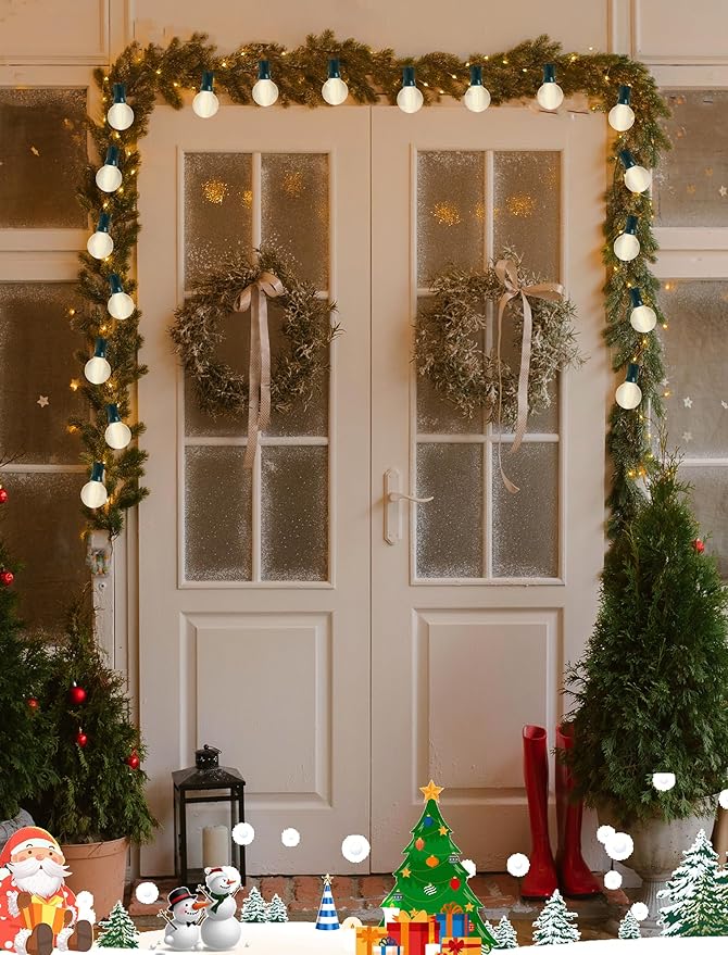 25ft Outdoor Christmas LED String Lights,G40 Frosted White Globe Lights with 27pcs Plastic Bulbs,Round Bulb Christmas Lights for Indoor/Outdoor Wedding Backyard Cafe Garden Christmas Decor