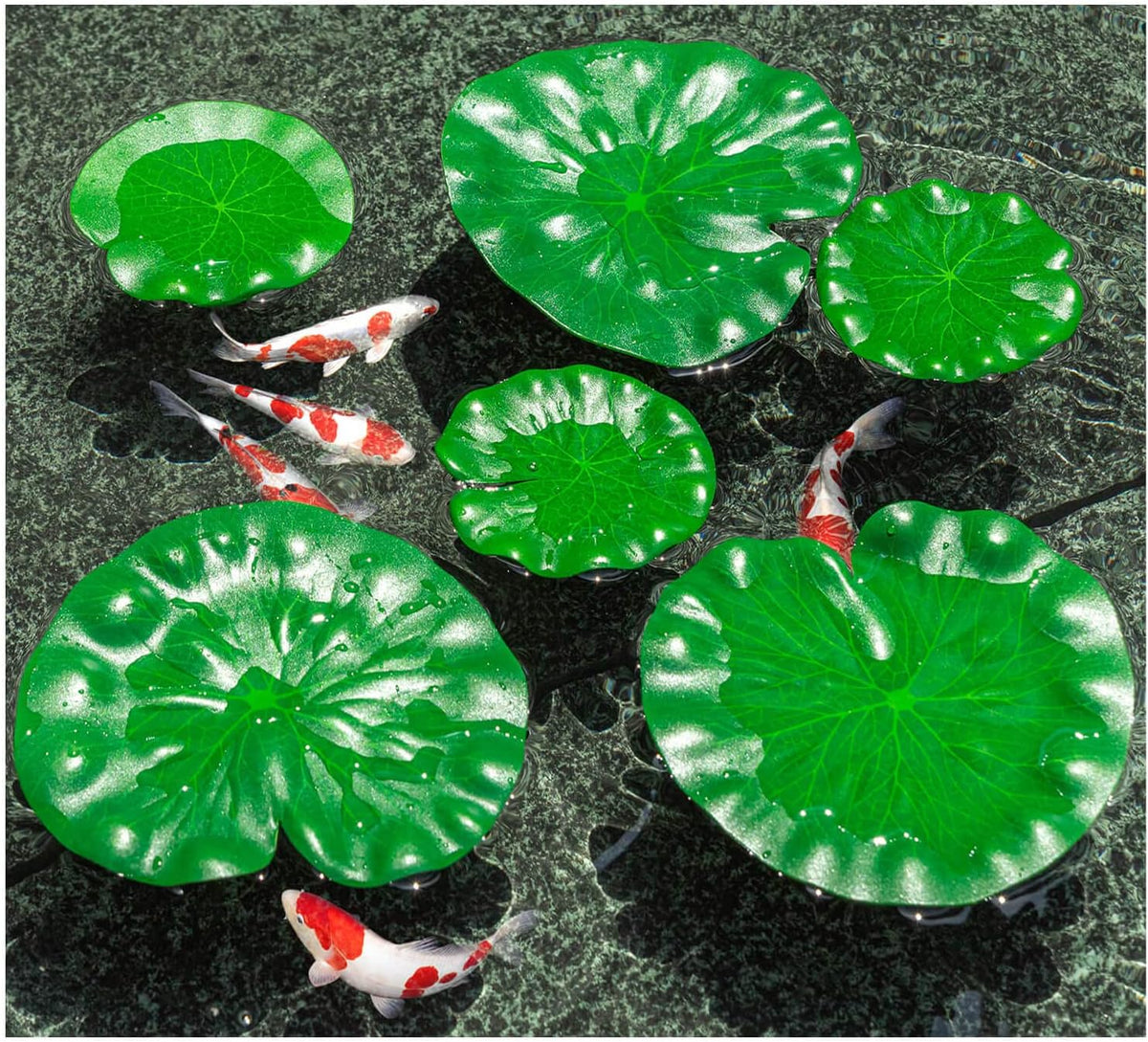 Floating Lily Pads for Ponds, 6Pcs Realistic Lily Pads Leaves Artificial Floating Foam Lotus Leaves Plastic Foam Water Lily Pads Foliage Pond Decor for Pond Pool Koi Fish Patio Aquarium