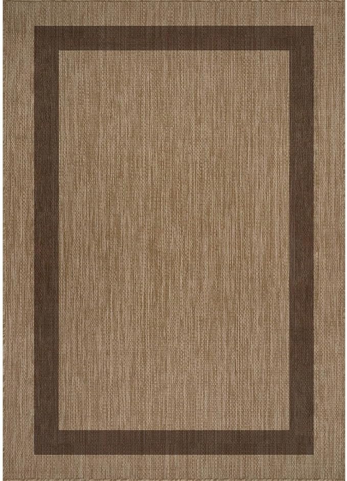 CAMILSON Outdoor Rug 8x10 - Modern Outside Rugs for Patios Porches Waterproof Durable Washable Non-Shedding, Easy-to-Clean Indoor Outdoor Area Carpet (8 x 10, Bordered - Jute)