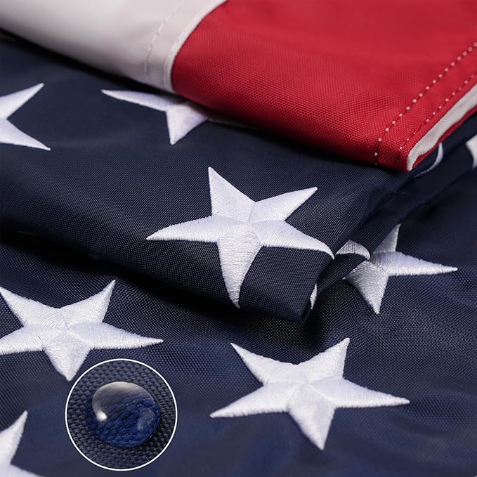 AZCOVER American Flag 15x25 FT Luxury Us Flag for Outside Made in USA Heavy Duty Nylon American Flags for Outdoor with Embroidered Stars Sewn Stipes and Brass Grommets All Weather Lasting United