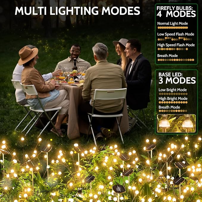 AOSEA Larger Bulbs Solar Garden Lights Outdoor, 2 Pack 18 LED Solar Firefly Lights Fairy Swaying by Wind for Outside, IP67 Waterproof,for Patio Garden Yard Walkway Sidewalk, Black