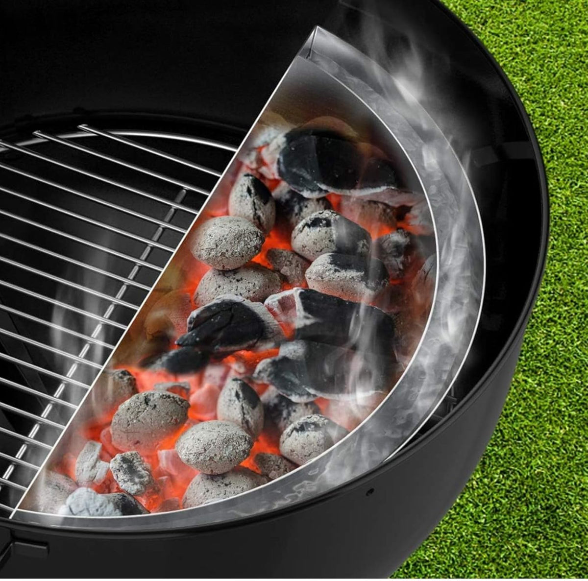 onlyfire Charcoal Basket with Water Reservoir for Two-Zone Cooking, Stainless Steel Charcoal Briquet Holder for Weber 22/26 Inch Kettle Grills