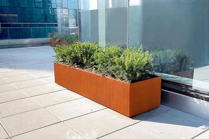 40-Inch Corten Steel Planter Box - Extra Large Rectangular Planter for Outdoor Plants | Modern Heavy Duty Design | Made in USA
