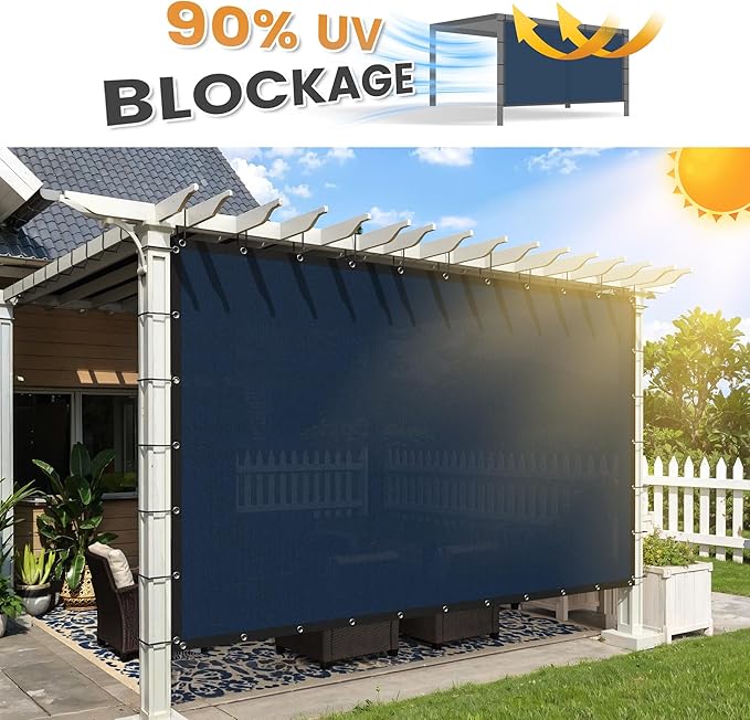 VICLLAX Shade Fabric Sun Shade Cloth with Every 2 FT Grommets for Patio Garden Pergola Cover Canopy 15x23 FT, Dark Blue
