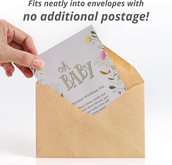 BENTLEY SEED CO. Oh Baby Seed Packets|Girl or Boy Baby Shower Favors for Guests | 25 Wildflower Seed Packets | Pre-Filled | Bouquet Wildflower Mix | Non-GMO Seeds | Gender Neutral | Eco-Friendly Gift