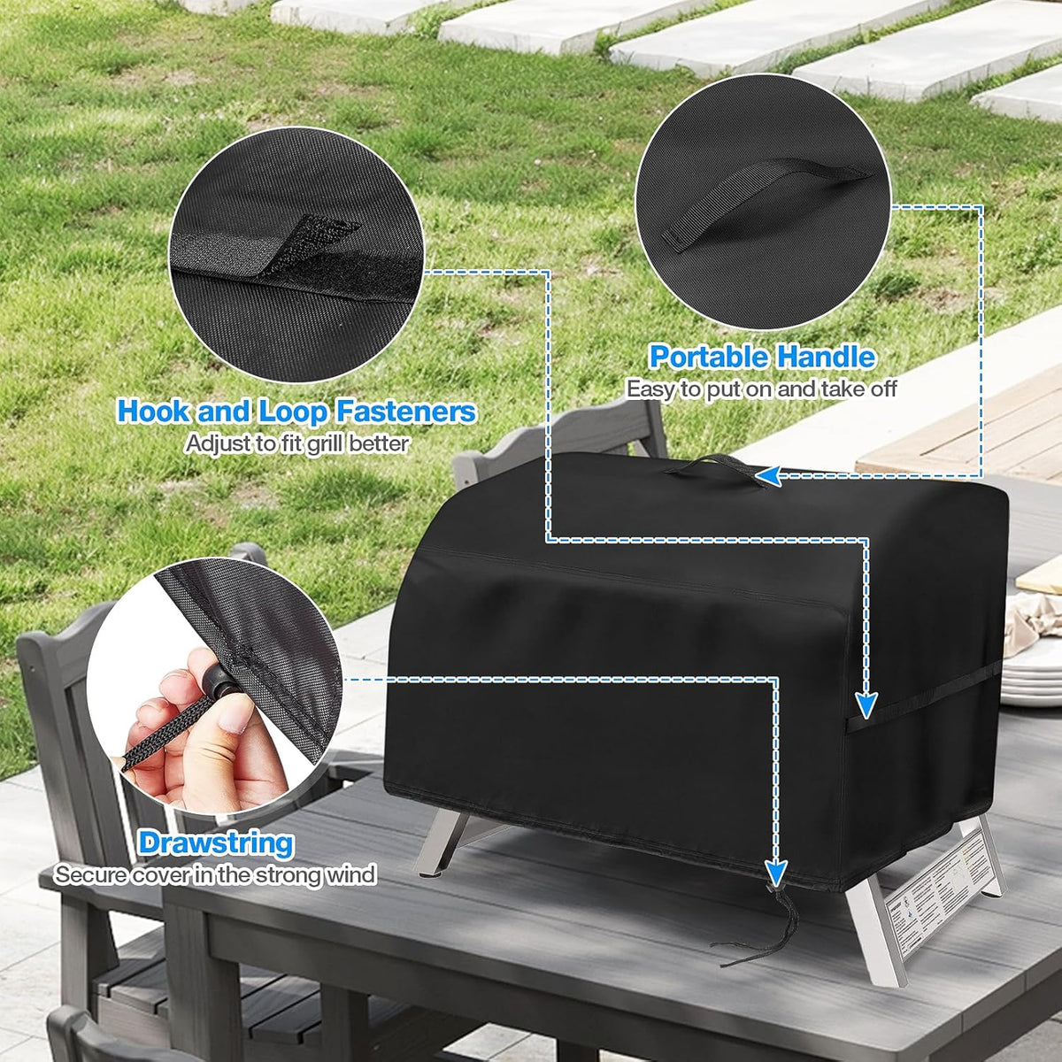 Portable Grill Cover,Fit for Cuisinart CGG-608,Waterproof Small Table Top BBQ Grill Cover,Heavy Duty 600D Outdoor Tabletop Grill Cover