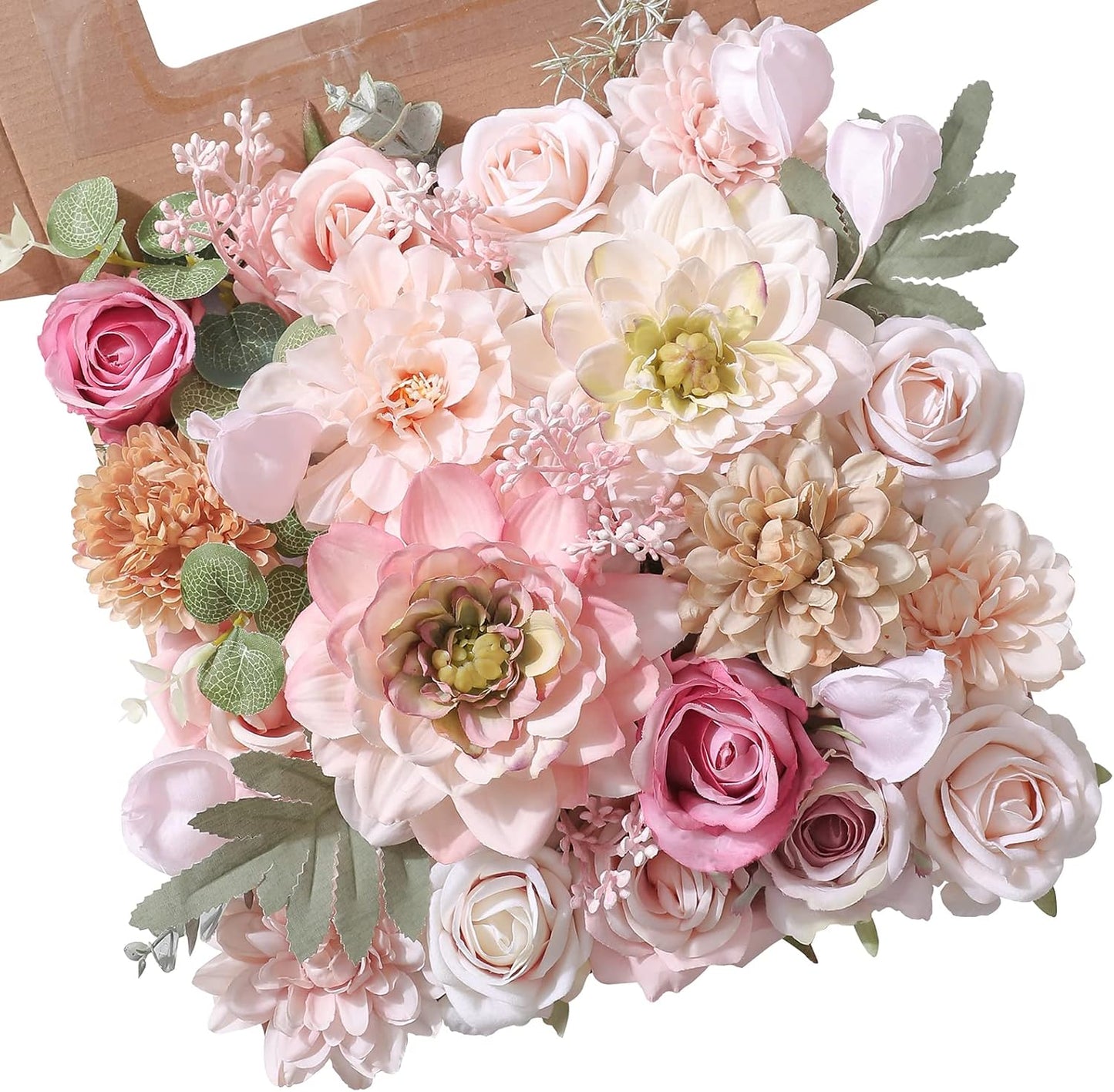 Artificial Flower Combo DIY Wedding Hand Bouquet Centerpiece Arrangement Party Baby Shower Home Decor (Light Pink)