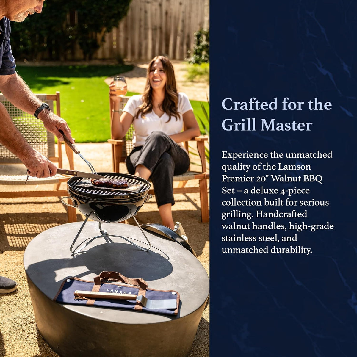 Lamson Premier 20" Walnut 4-Piece Deluxe BBQ Set