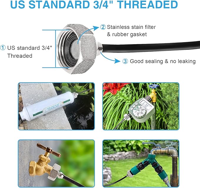 Bonviee Misters for Outside Patio - 75FT Misting Cooling System with 28 Brass Nozzles and 3/4" Adapter, 23M DIY Outdoor Misters Kit for Garden, Greenhouse, and Patio Cooling