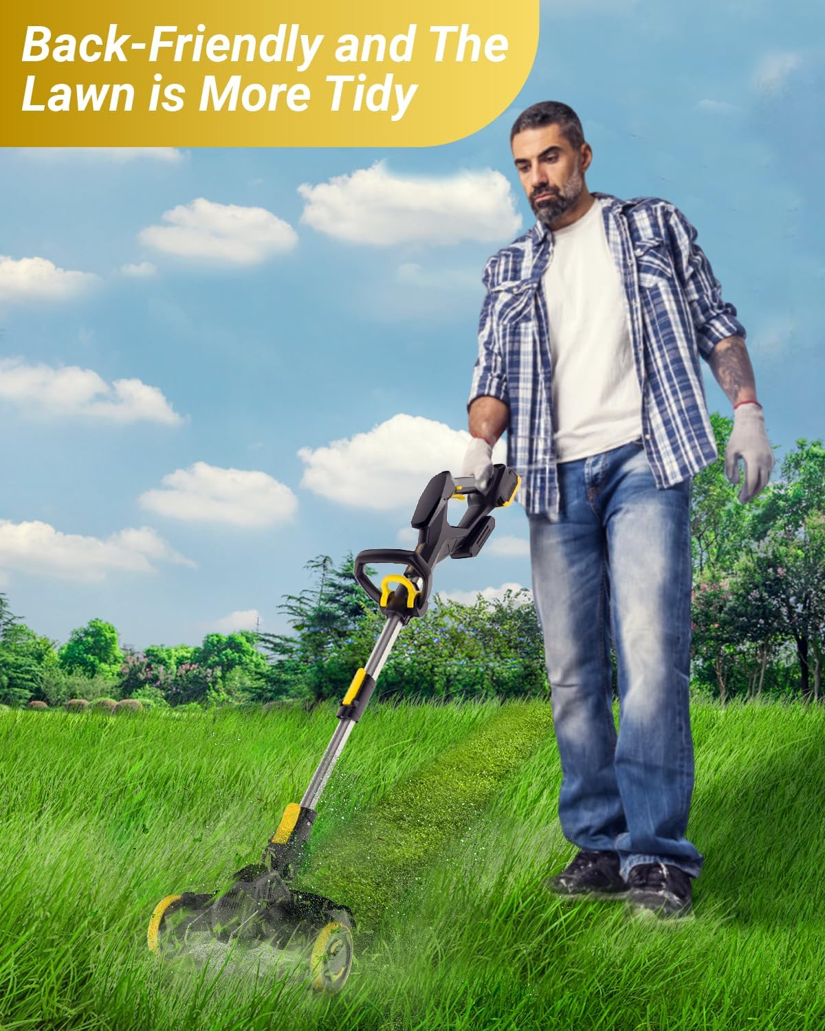 Cordless Weed Wacker with Brushless Motor, 10 Inch 3-in-1 Grass Trimmer& Edger & Lawn Mower with 4.0Ah Battery and Charger (One 4.0AH battry)