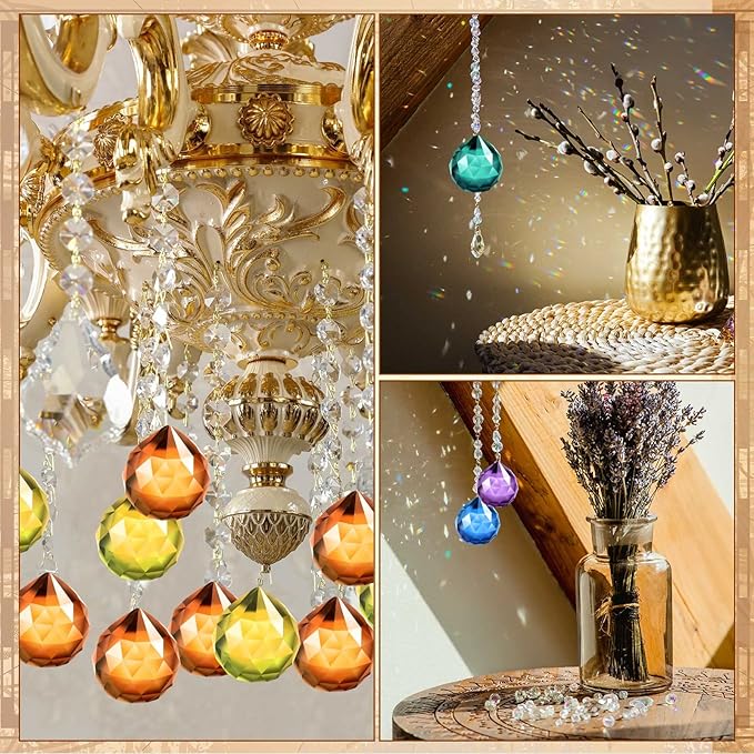 30 Pack Crystal Ball 20 mm Prism Suncatcher Sun Catchers Hanging Crystals Prisms for Windows Gift Feng Shui (Multicolor)