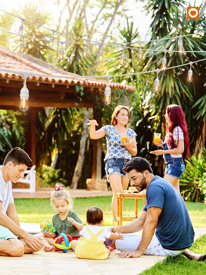 addlon LED Outdoor String Lights 48FT with Dimmable Edison Vintage Shatterproof Bulbs and Commercial Grade Weatherproof Strand - ETL Listed Heavy-Duty Decorative Cafe, Patio, Market Light White