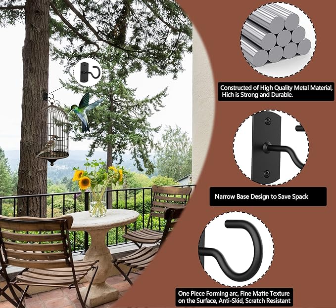 Ceiling Hooks for Hanging Plants 8Pack 2.5in,Wall Mount Hangers Plant Hooks,Wall Hooks for Plants,Lights,Planters,Lanterns,Hanging Bird Feeders,Wind Chimes,indoor&Outdoor Decoration Hooks Black