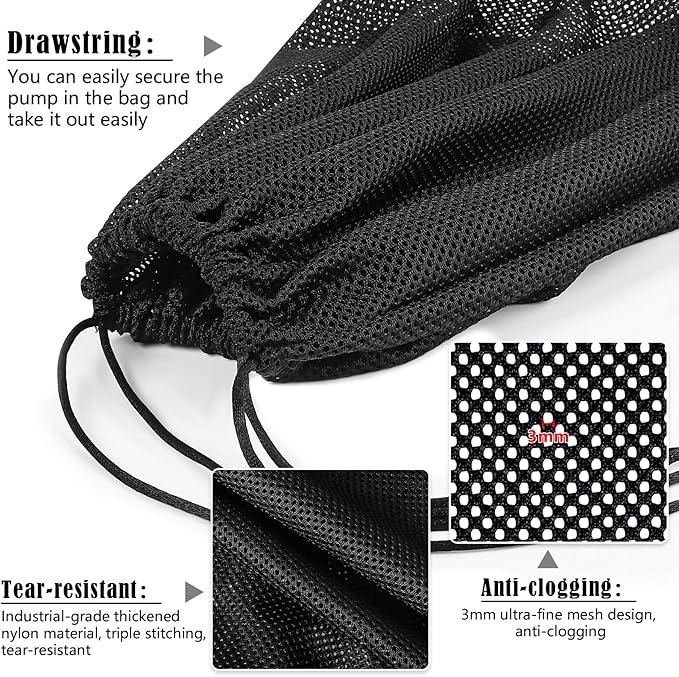 2 PCS Pond Pump Filter Bag, 10 Inch Pond Filter Box with Drawstring, Anti-Clogging Pump Barrier Bag Pump Mesh Bag for Outdoor Water Ponds Filters Pond Biological Filters