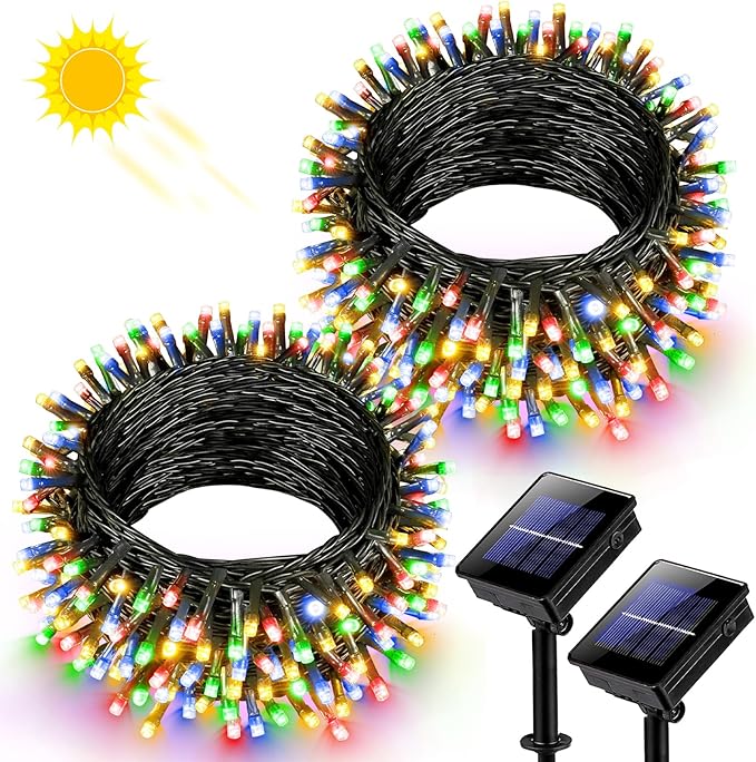 2 Pack Solar for Outside, Each 79Ft 240 LED Solar Lights Outdoor, 8 Modes Waterproof Solar Powered Twinkle Lights for Backyard Patio Tree Party Garden Decoration, Multicolor