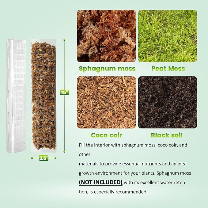 15 Inch 4 Pcs Plastic Moss Pole for Plants Monstera, 4×15'' Plant Poles for Climbing Plants, Plant Support for Indoor Plants Work with Sphagnum Moss