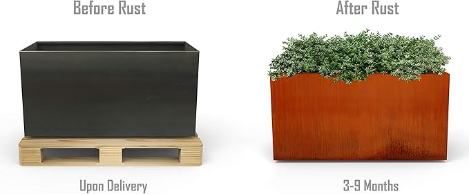 8 FT Commercial Planter Box – 96-Inch Extra Large Corten Steel Planter | Heavy Duty Metal for Patios & Landscapes | Made in USA, Fully Assembled
