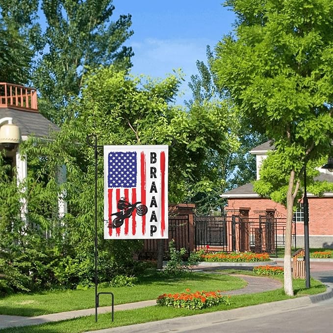Braaap Motocross Dirt Bike American Flag Garden Flag 28x40 Inch Outdoor Decoration Banner House Flags Yard Farmhouse Garden Deco Indoor Sign, Colour6