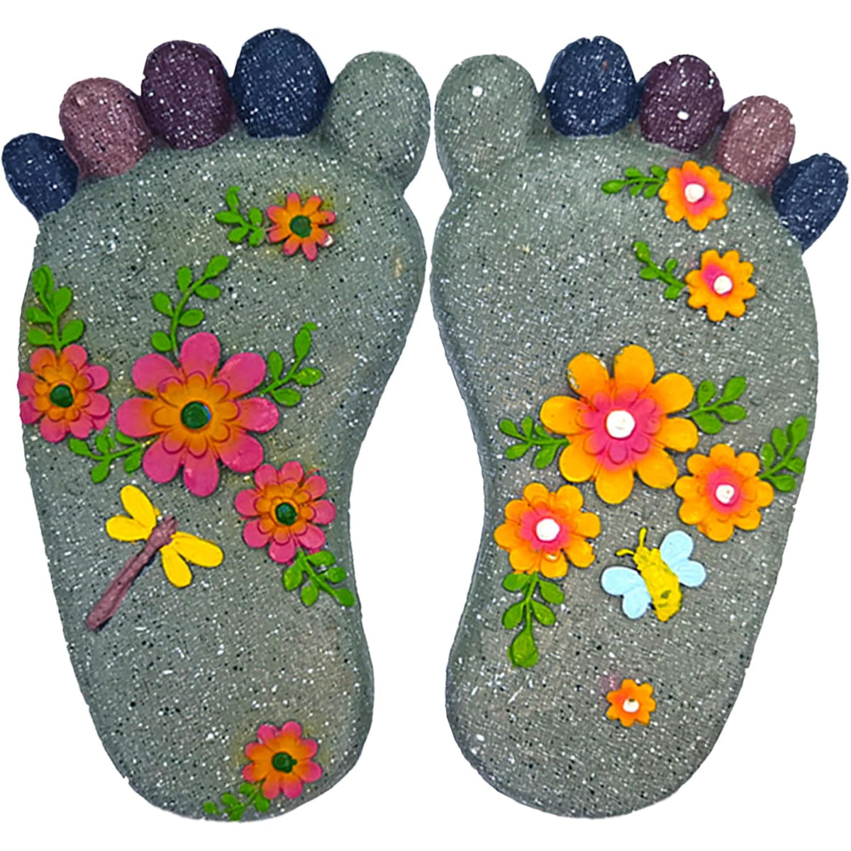 Stepping Stones - Resin Footprint Shaped Set of 2 (Light Gray)
