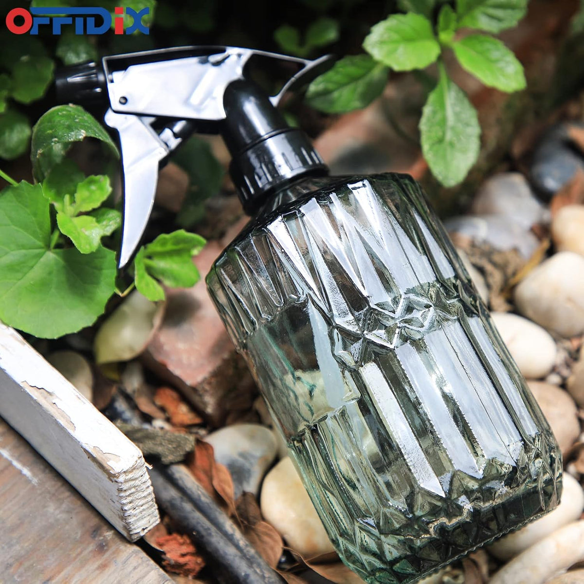 OFFIDIX Fine Mist Plant Mister,Handheld Pressure Glass Spray Bottles,0.43L/15.17oz Watering Can with Adjustable Nozzle for Outdoor Indoor Gardening and Cleaning Work(Light Green)