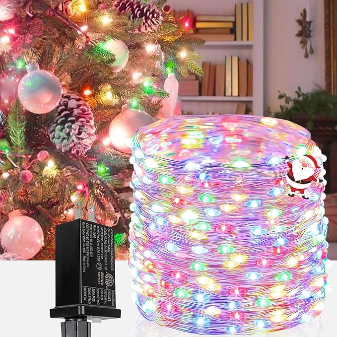 66Ft 200LED Fairy Lights Plug in, Waterproof String Lights Outdoor & Indoor 8 Modes with Timer, Christmas Light Bedroom Decor, Twinkle Light for Girl's Room Garden Christmas Decorations (Multicolor)