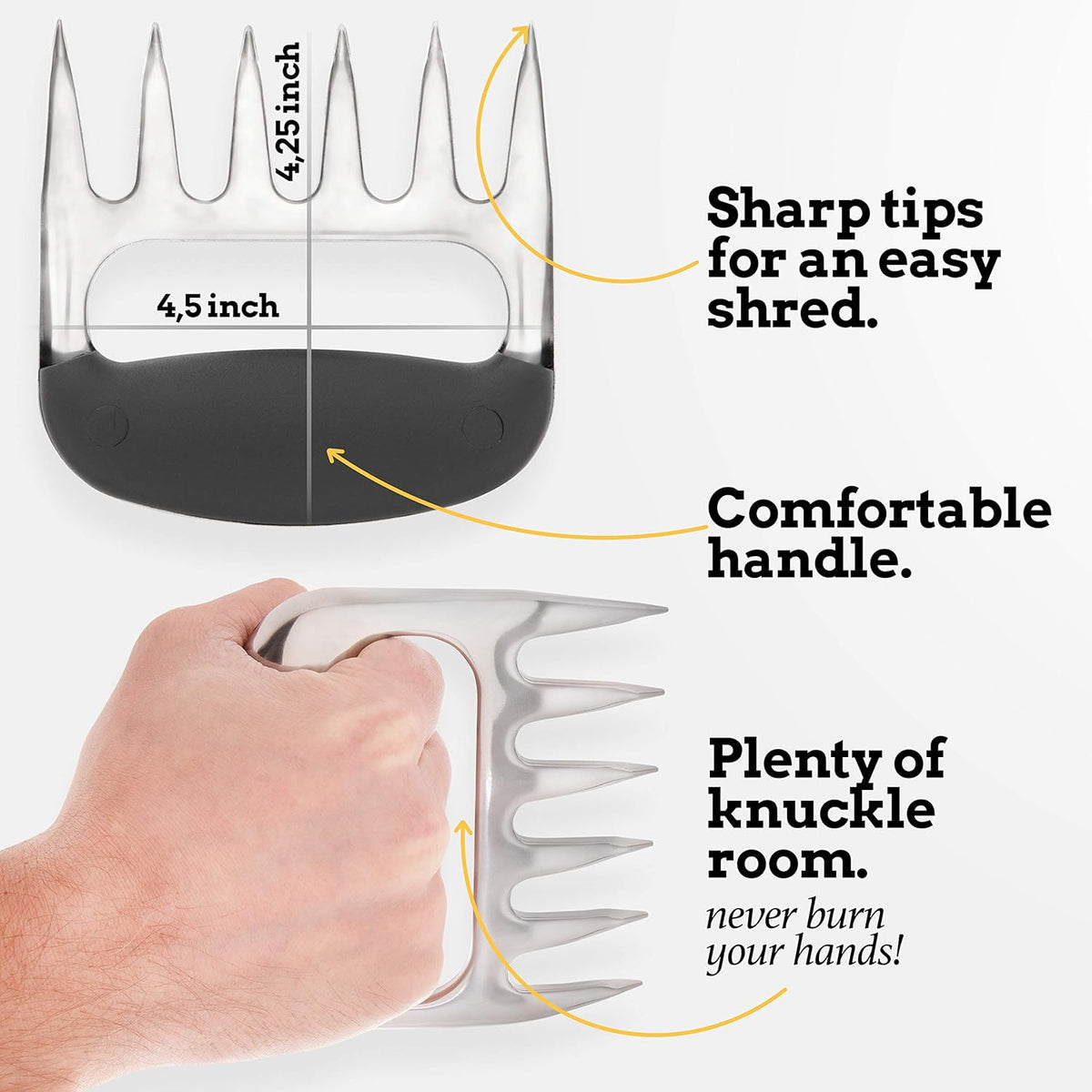 Mountain Grillers Chicken Shredder and Meat Shredder Claws - Effortless Pulled Pork BBQ Claws for Meat Shredding - Versatile 2-Pack Bear Claws for Grill, Smoker, Barbecue - Black