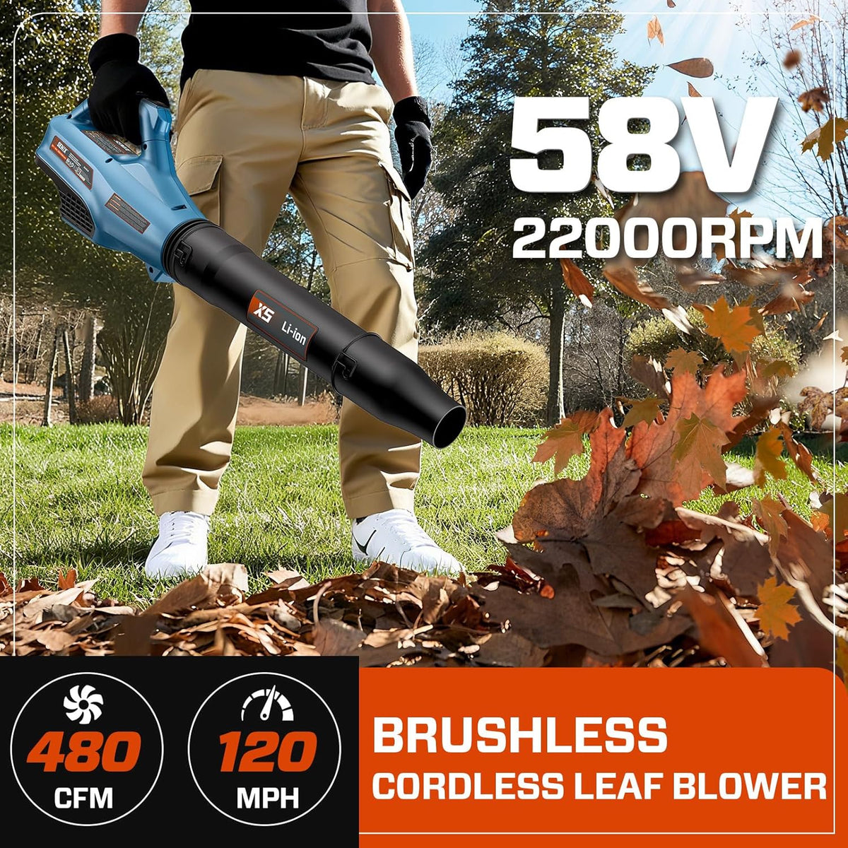 SENIX X5 58V MAX* 2-Piece Cordless Yard Tool Combo Kit with 11“/13" Brushless String Trimmer Weed Wacker,520CFM 3-Speed Leaf Blower,Includes 2.5Ah Battery & Charger (S5K2B1-01)