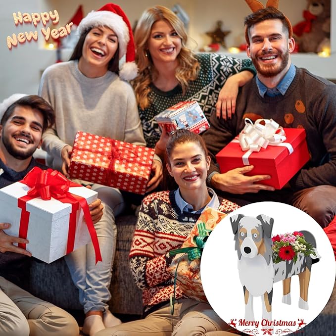 Australian Shepherd Dog Planter Plant Pots,Cute Garden Dog Flower Planter,Dog Planters Birthday Gifts for Women,Office,Indoor/Outdoor Decor（9.45 * 5.51 * 13.82in）