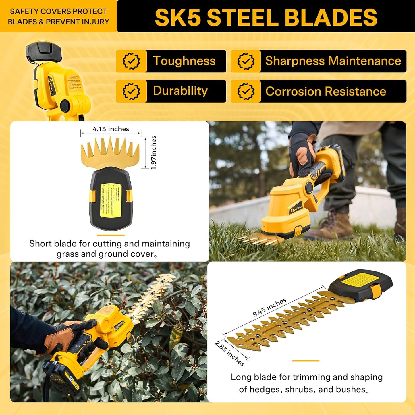 Hedge Trimmer Cordless, 2 in 1 Grass Shears Hedheld and Electric Hedge Trimmer, 22V Mini Battery Hedge Trimmers Clippers with Rechargeable Battery and Charger for Garden and Lawn