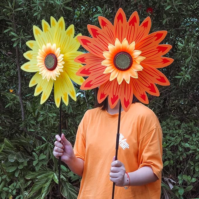 6pcs Sunflower Lawn Pinwheels Wind Spinners Large Windmill Pinwheel for Garden,Yard, Party Outdoor Decor (Sunflower Pinwheels)