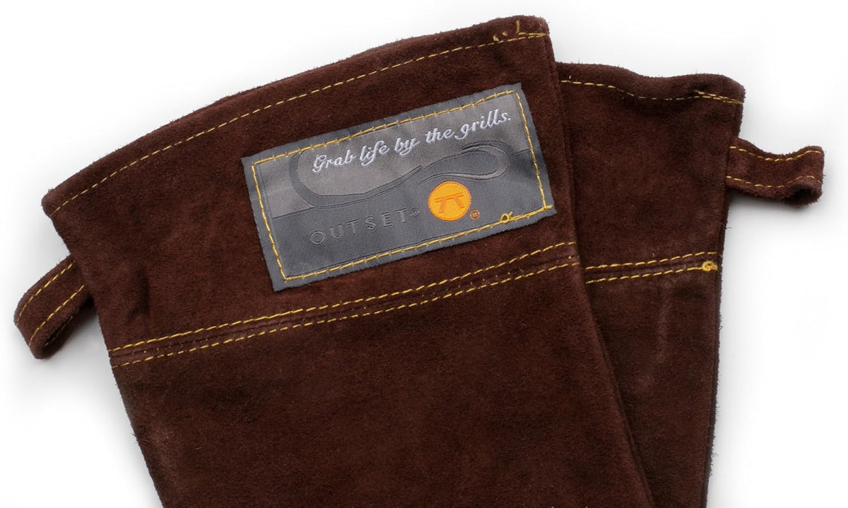Outset Leather Grill Gloves, Set of 2 Brown Leather BBQ Gloves
