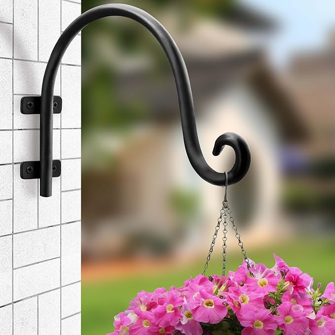 AJART Hanging Plant Hanger Outdoor: Bird Feeder Hangers for Outside - 8 inch Plant Hooks for Hanging Flower Baskets 4 Pieces