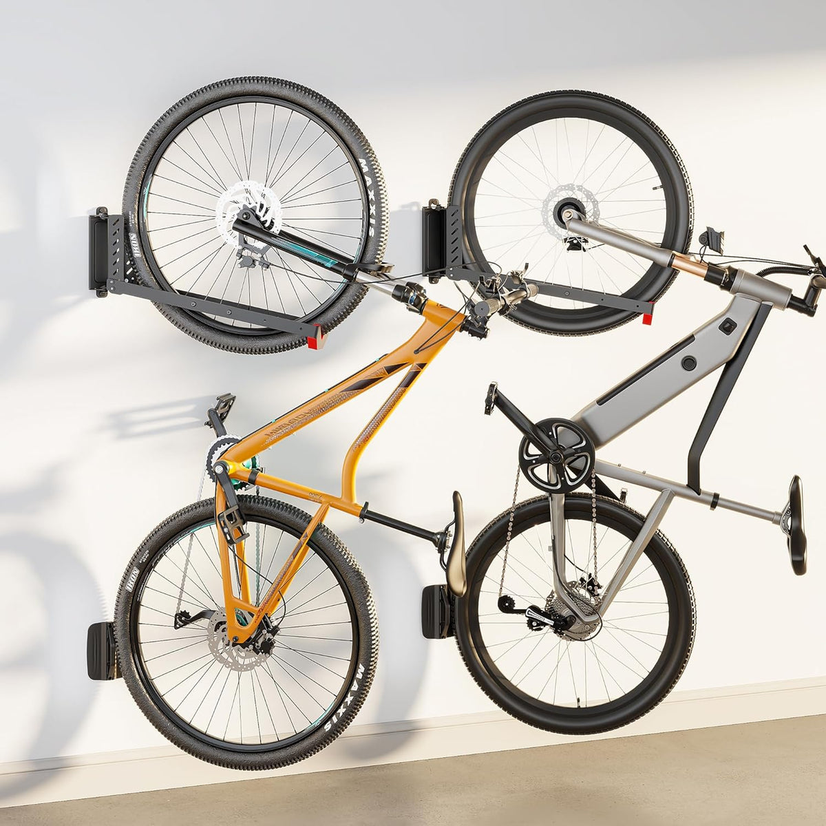 monTEK Swivel Bike Wall Mount, No Heavy Lifting Required Bike Wall Mount, Bike Hangers for Garage, Space-Saving Bike Rack Garage, Easy to Load and Unload, Bike Hanger Can Hold Up to 77 lbs, 2 Pack