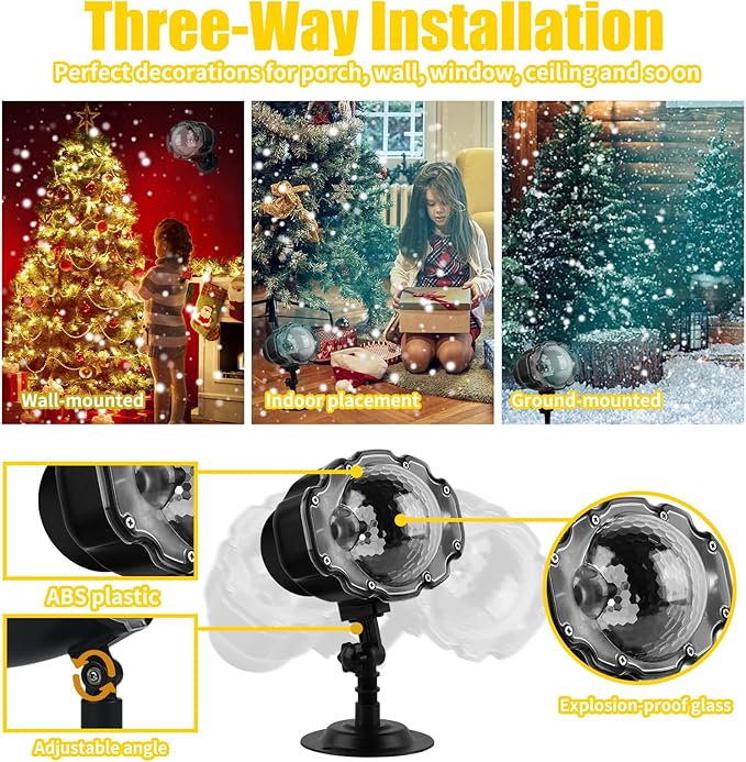 Christmas Snowfall Projector Lights, Indoor Outdoor Holiday Lights with Remote Control, White Snow for Halloween Xmas Party Wedding Garden Landscape Decoration(Snow Spots)