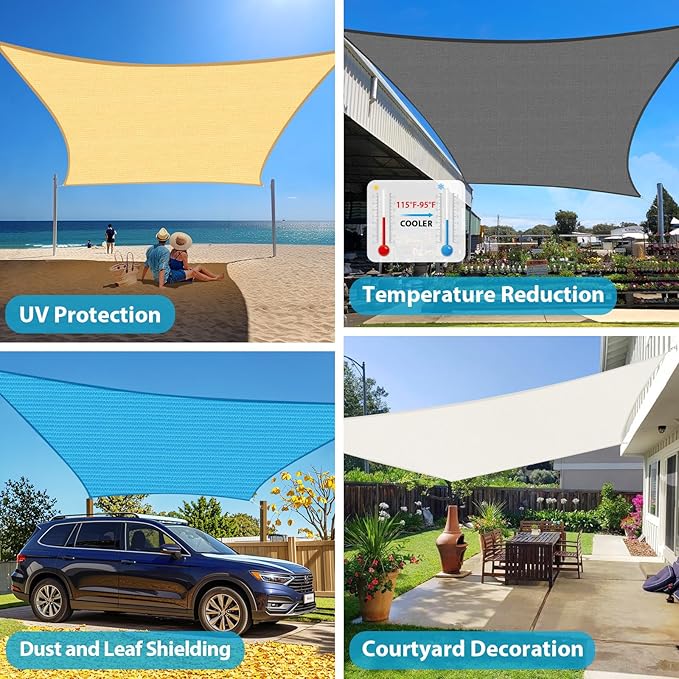Amagenix Sun Shade Sail 10'X25' Curved Edge Outdoor Shade Canopy Dark Grey Breathable 95% UV Block Shade Cloth for Patio Garden Backyard (We Make Custom Size)