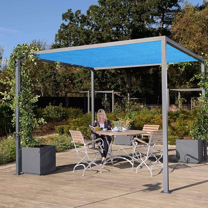 Eden's Decor Straight Flat-Edged Sun Shade Sail Rectangular 9' x 15' Blue UV-Blocking Outdoor Canopy Fabric Cloth Awning for Pergola Patio Garden Backyard Custom Size
