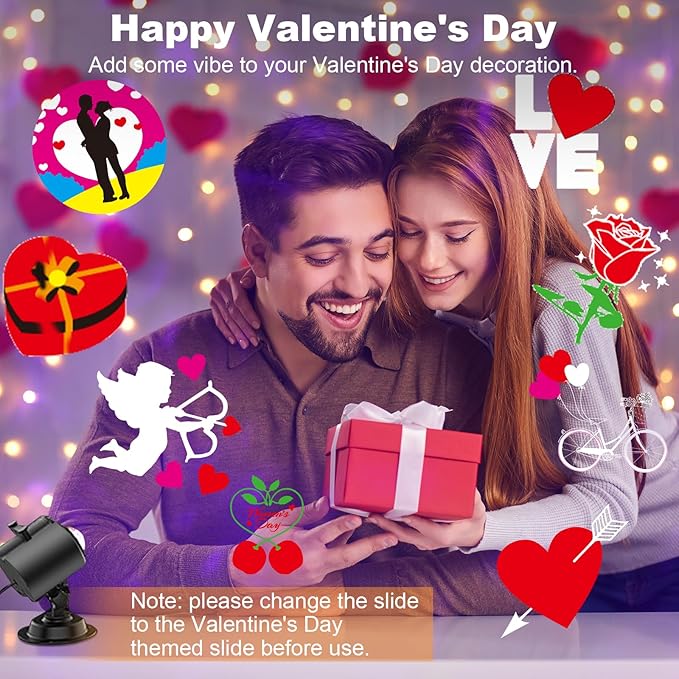 Brighter Valentine Decorations Projector Lights for Home, FLITI 2024 Upgraded Holiday Projector Display 8 Patterns at A Time (3D Ocean Wave & Patterns), Weather Proof Remote Valentine Decor Light Show