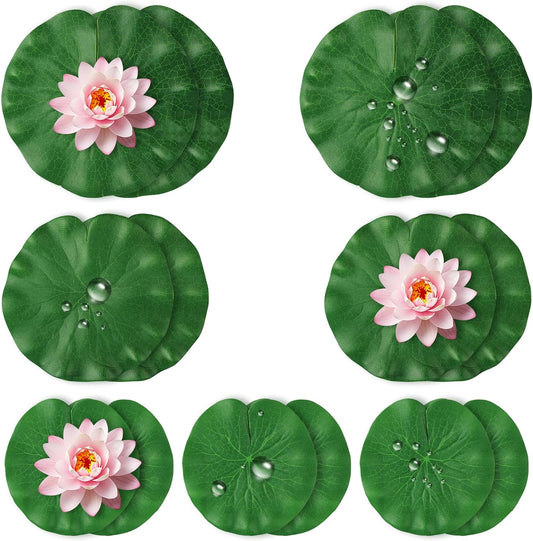 14PCS Artificial Fake Lily Pads, Realistic Water Floating Fake Lilying Pad for Pond, Artificial Floating Foam Lotus Leaves for Koi Fish, Water Lilys Pads Foliage Pond Decor for Pool (3 Size)
