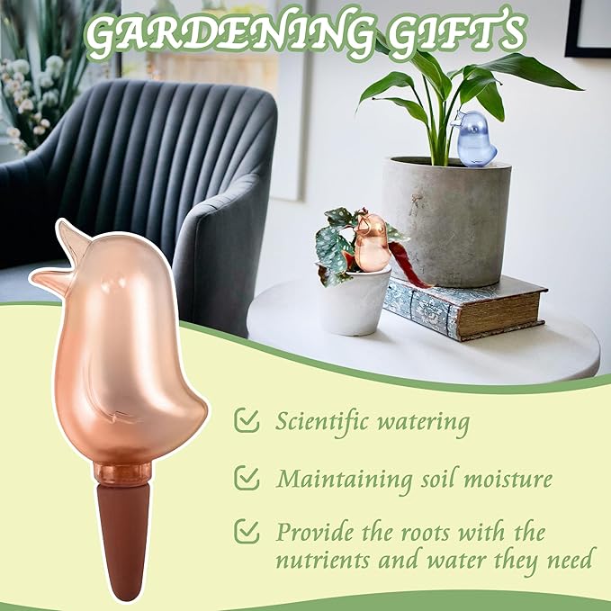 4 Pack Self Watering Spikes, Indoor Plant Watering Globes, Bird Shape Automatic Irrigation Spikes,Plant Watering Devices (Red&Blue)