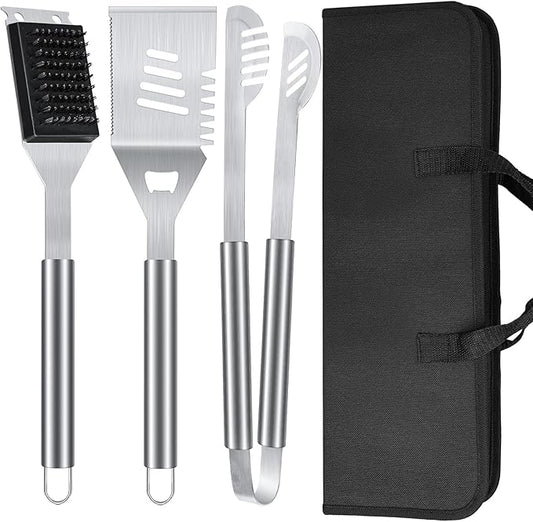 BBQ Grill Tools Set 16-inch Heavy Duty, 3 Pcs - Barbecue Utensils Kit for Camping, Kitchen, Outdoor Cooking,Suitable as a Gift for Men, Fathers, Friends