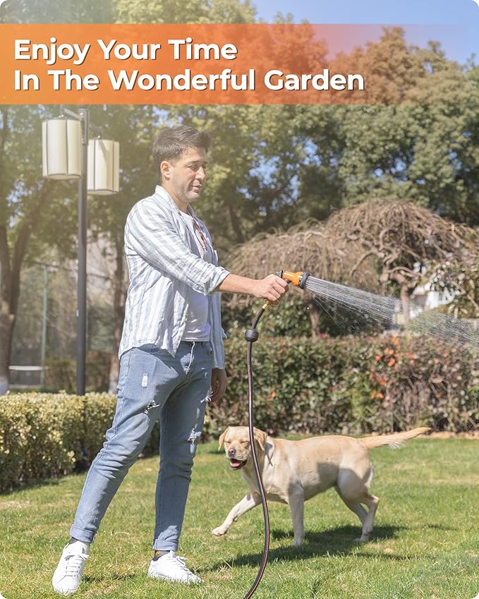 Ayleid Retractable Garden Hose Reel,1/2 in x 100 ft Wall Mounted Hose Reel, with 9- Function Sprayer Nozzle, Any Length Lock/Slow Return System/Wall Mounted/180°Swivel Bracket (Black)